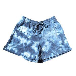 Danskin French Terry Blue/White Tie-Dye Shorts w/Elastic & Drawcord Waist Sz M/M